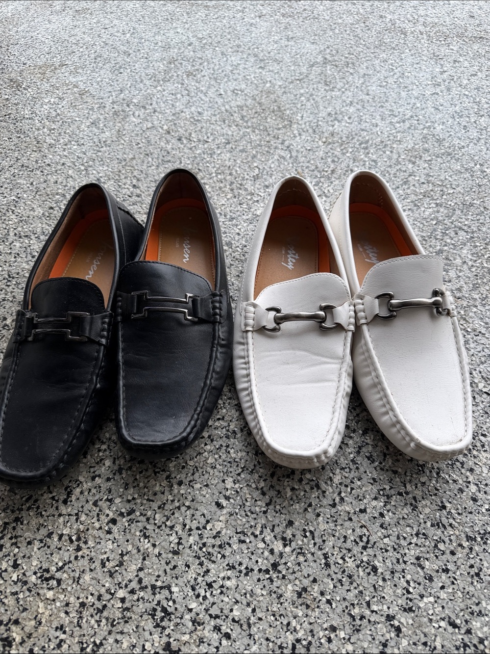 Two pair Men's Slip-On Bit Loafers in Black and White
